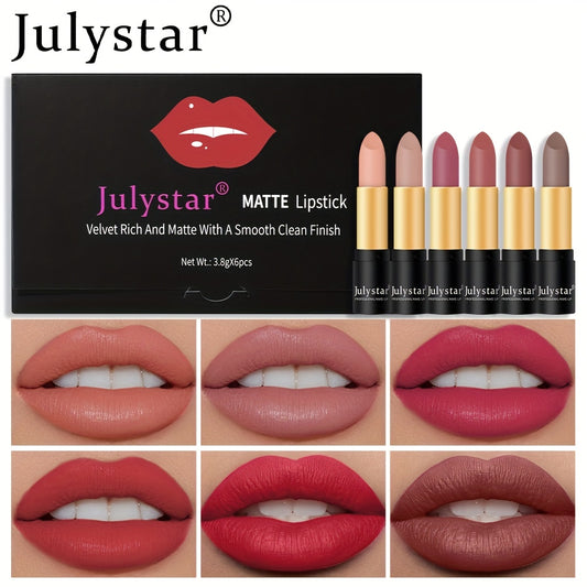 6pcs Lipstick Set Matte Finish Lipstick Set 3 8g 6pcs