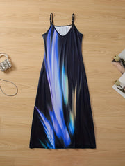  V Neck Random Print Summer Dress