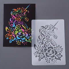 Scratch Painting Template Hollow Out Creative Lace Ruler Animals Theme Gift
