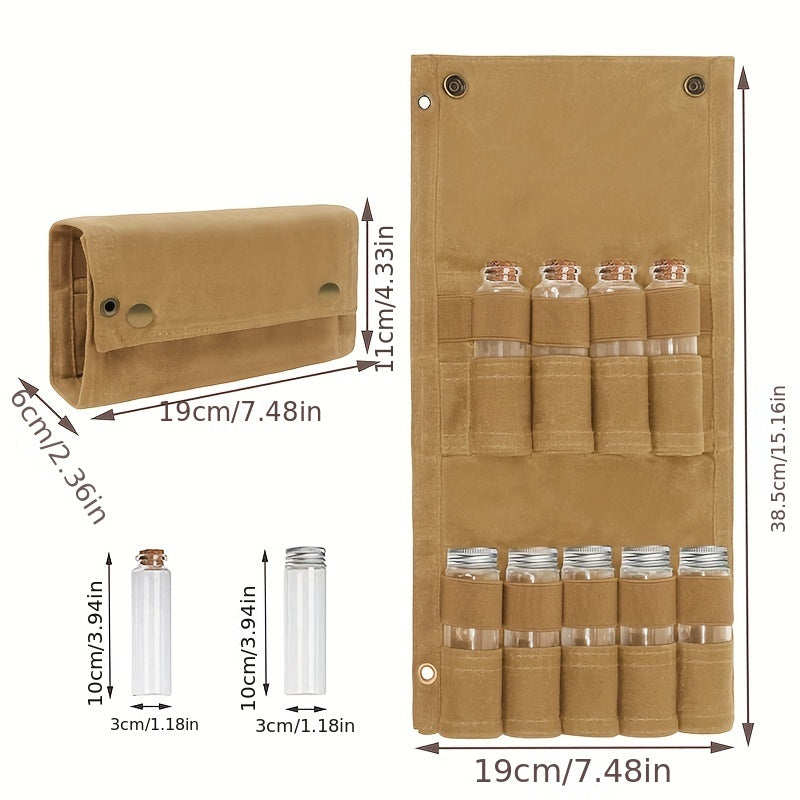 Portable Seasoning Storage Bag with 9 Spice Jars for Camping BBQs
