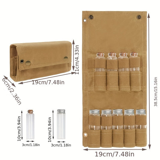 Portable Seasoning Storage Bag with 9 Spice Jars for Camping BBQs