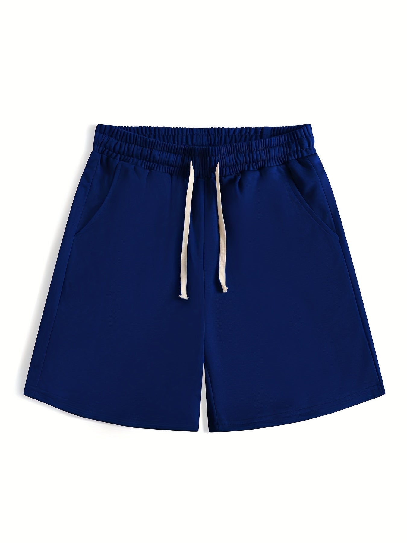 Classic Comfy Men's Shorts Solid Color Elastic Waist Drawstring Summer