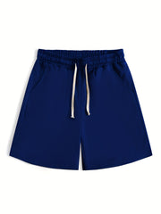 Classic Comfy Men's Shorts Solid Color Elastic Waist Drawstring Summer