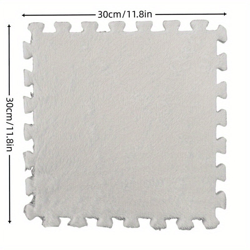 5pcs Anti-fall Bedside Mat Plush Foam Floor Mat Splicing Carpet