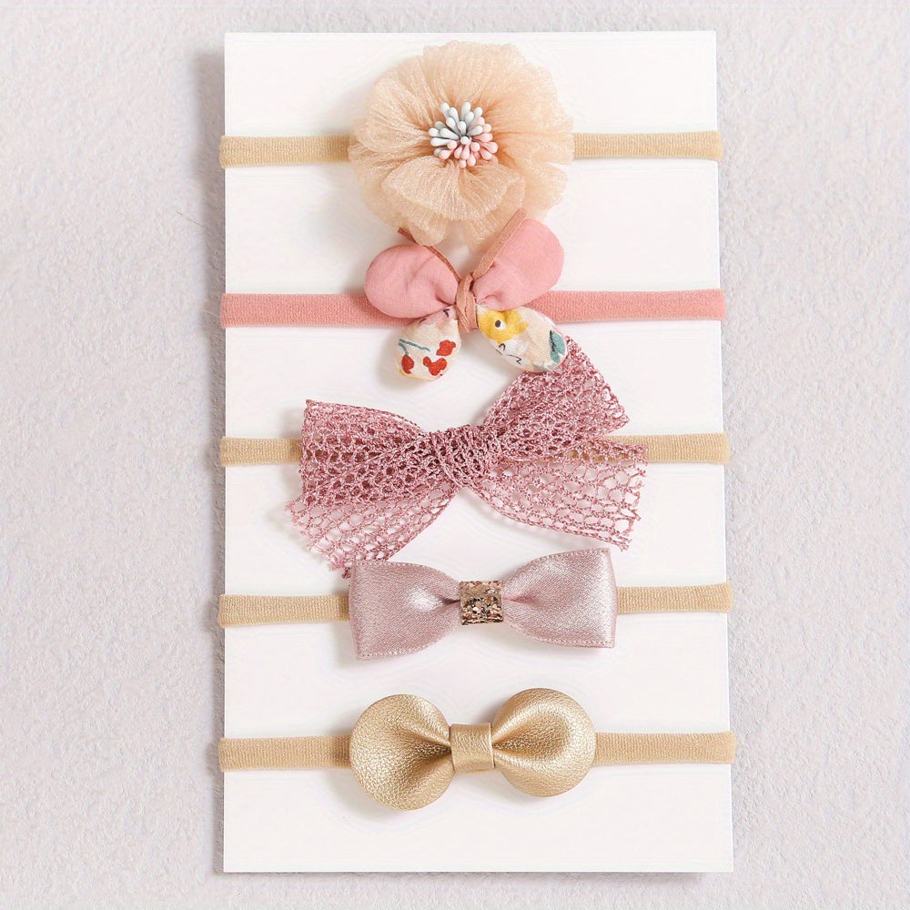 5pcs Baby Girls Flowers Bow Butterfly Headband Elastic Hairband