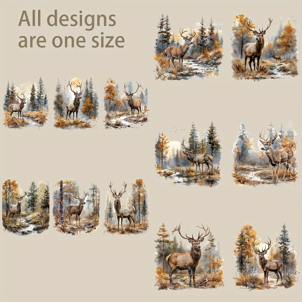 5pcs Forest Deer 16oz Glass Jar Decorative Stickers UV DTF High Adhesive