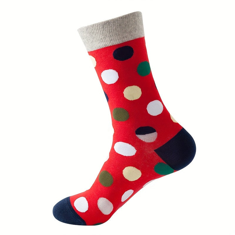 5 Pairs Polka Dot Print Socks Comfy Soft Mid Tube Women's Stockings