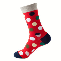 5 Pairs Polka Dot Print Socks Comfy Soft Mid Tube Women's Stockings