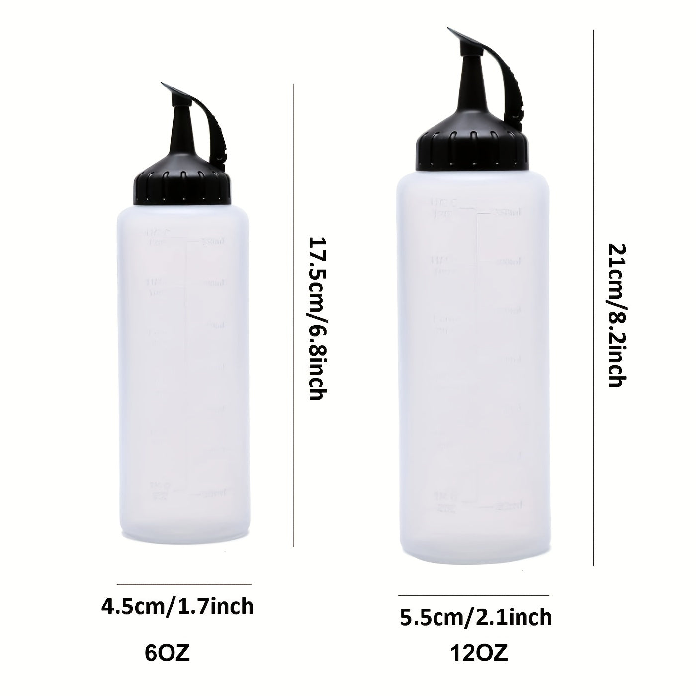 2 Pcs Squeeze Bottle Set 6Oz 12Oz for Condiments, Syrups, Dressing