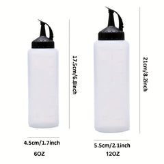2 Pcs Squeeze Bottle Set 6Oz 12Oz for Condiments, Syrups, Dressing