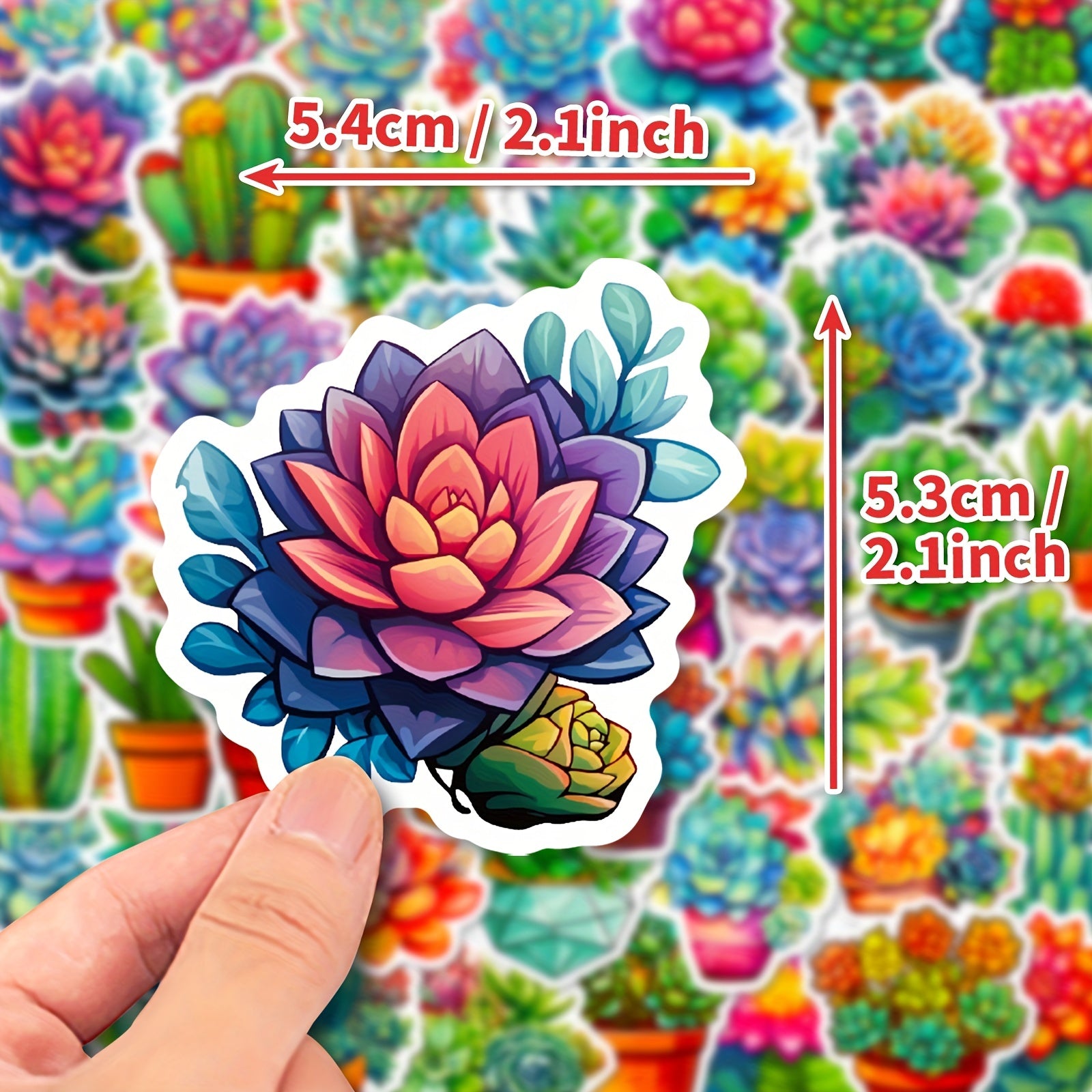 50pcs Succulent Cactus Stickers for Water Bottle Laptop Phone
