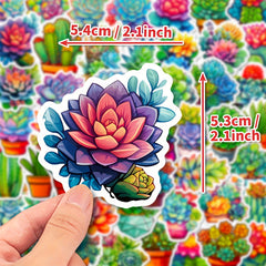 50pcs Succulent Cactus Stickers for Water Bottle Laptop Phone