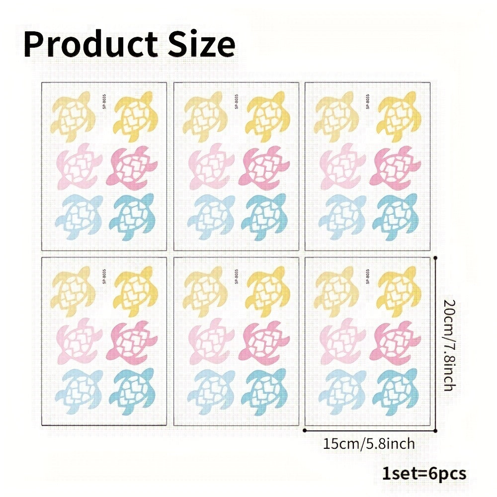 6Pcs Cartoon Turtle Bathtub Stickers Waterproof Bathroom Frosted Stickers