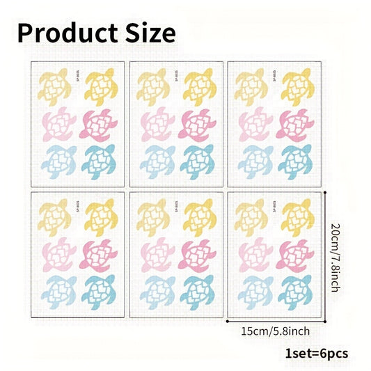 6Pcs Cartoon Turtle Bathtub Stickers Waterproof Bathroom Frosted Stickers