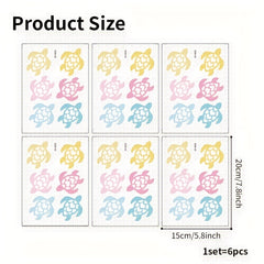 6Pcs Cartoon Turtle Bathtub Stickers Waterproof Bathroom Frosted Stickers