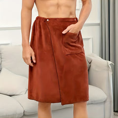 Men's Wearable Bath Towel Microfiber Elastic Band Soft Absorbent Shower Skirt