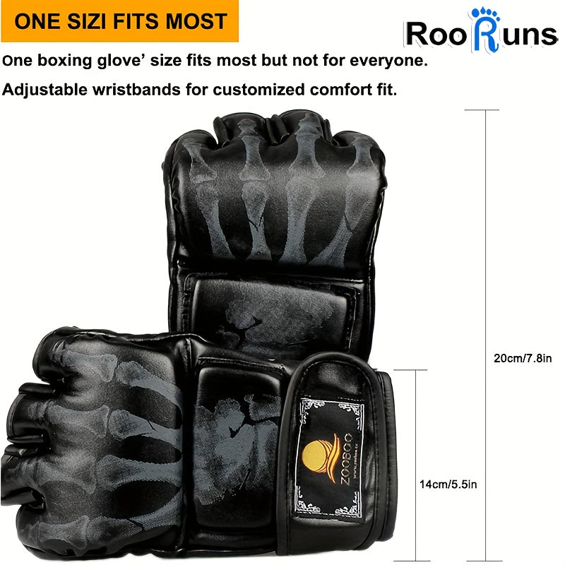 ZooBoo MMA Gloves Half Finger Boxing Gloves MMA Mitts With Adjustable Wrist Band