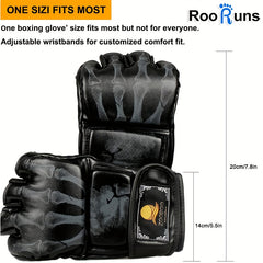 ZooBoo MMA Gloves Half Finger Boxing Gloves MMA Mitts With Adjustable Wrist Band
