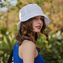 Thin Bucket Hat Drawstring Breathable Outdoor Cap Women Sun Beach