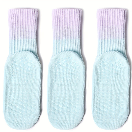 6 Pairs Women's Non Slip Yoga Pilates Socks Breathable Medium Tube