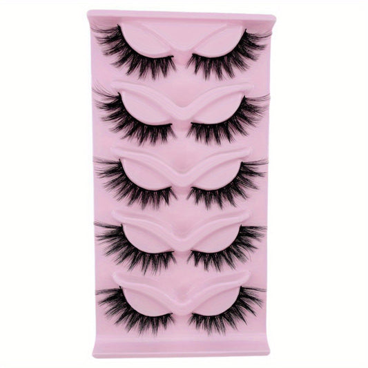 5 Pairs Fluffy Cat Eye False Eyelashes for Eye Opening Makeup