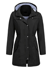 Striped Hooded Trenchcoat for Hiking