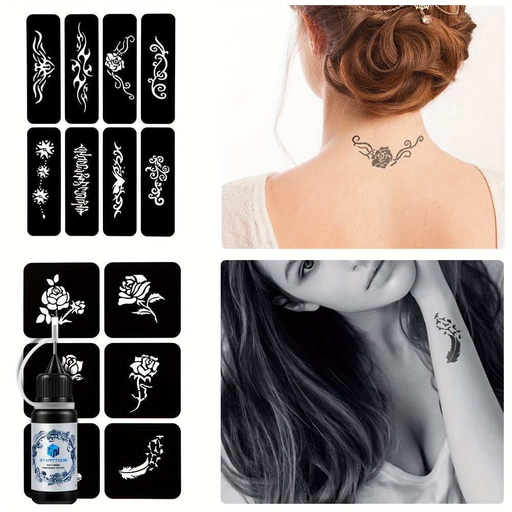 2 Sheets A4 Hollow Tattoo Stencil & 1 Bottle Tattoo Dye Paste