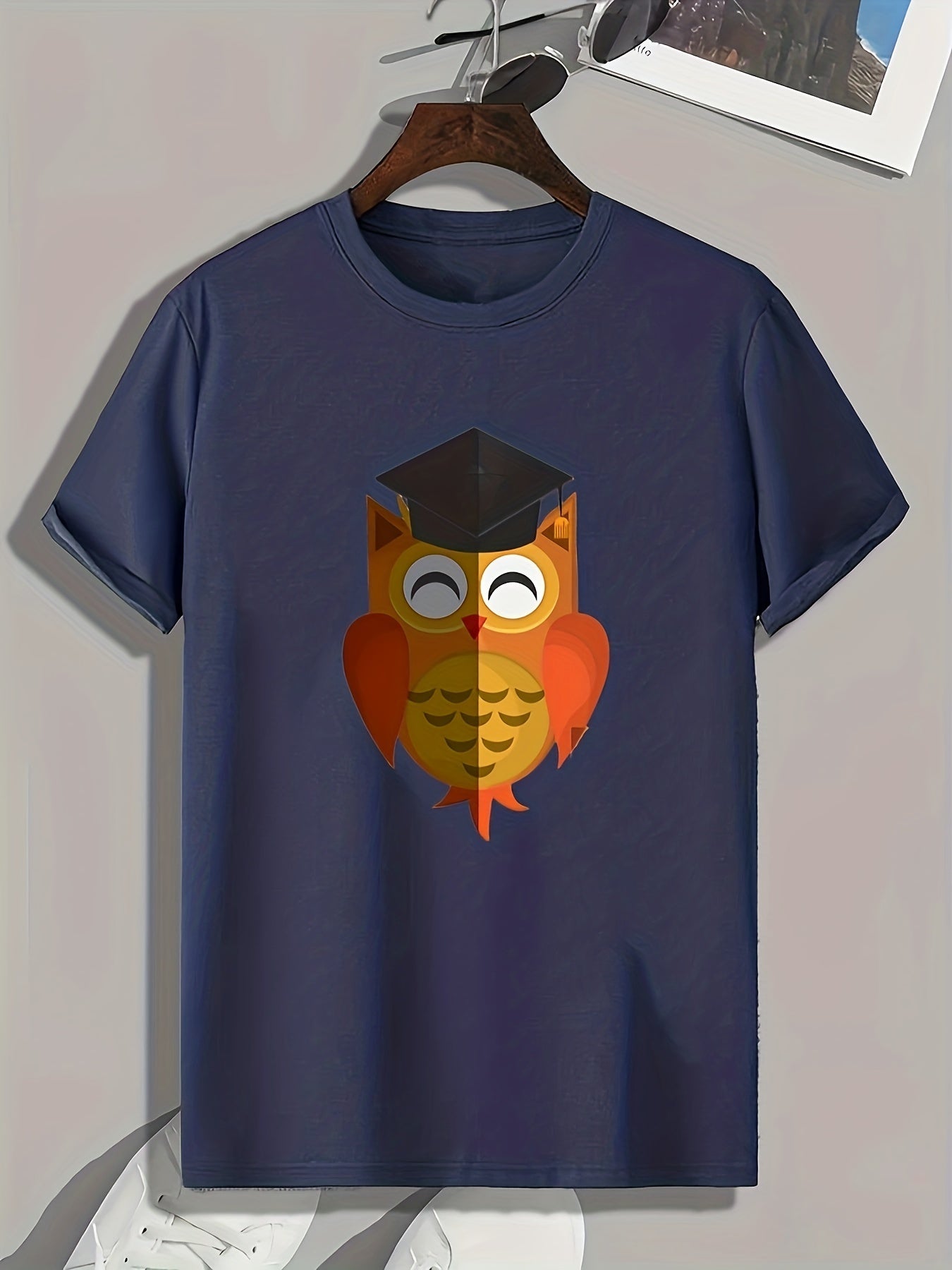 Cartoon Owl Print Men's Graphic T shirt for Halloween