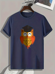 Cartoon Owl Print Men's Graphic T shirt for Halloween
