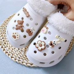 8pcs Cartoon Brown Bear Rabbit Shoe Buckle Set