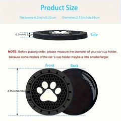 2pcs Dog Paw Car Coasters, Silicone Anti Slip Cup Holder Coasters