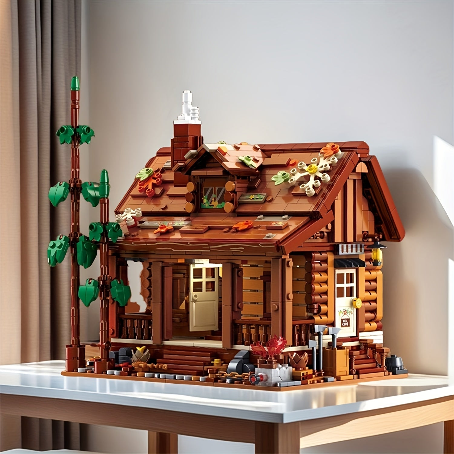 Vintage Forest Cabin Building Block Set with LED Lights