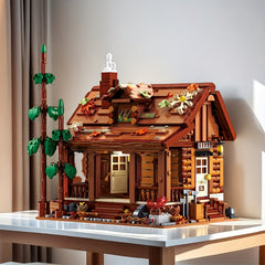 Vintage Forest Cabin Building Block Set with LED Lights