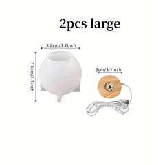 Large Sphere Light Resin Molds with Wooden Base