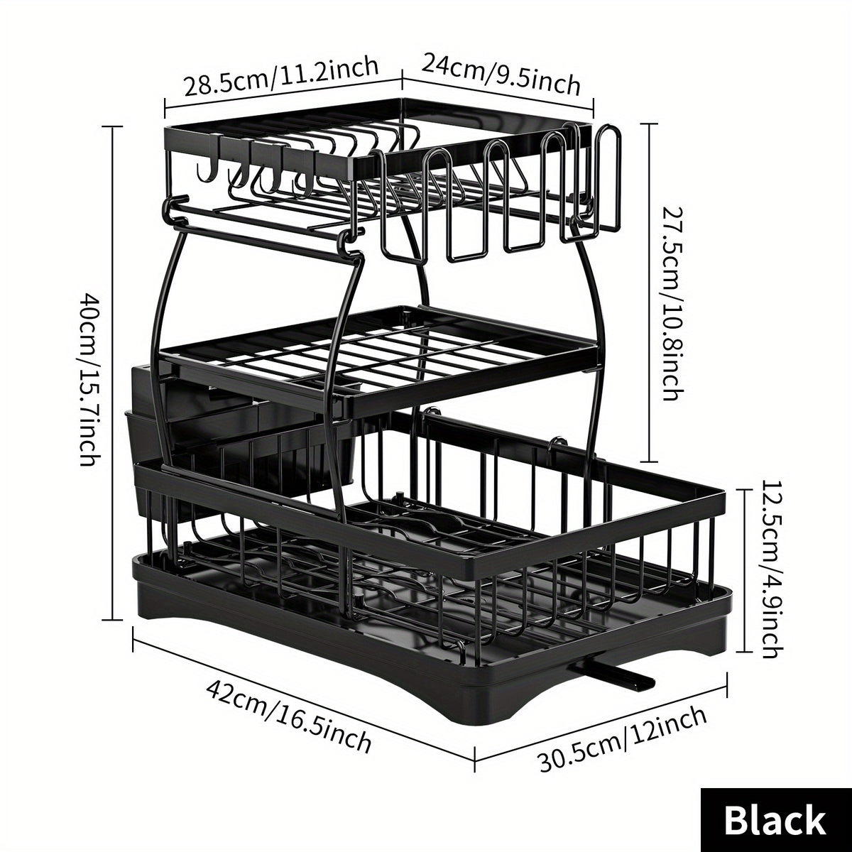 3 Tier Large Dish Drying Rack Organizer with Utensil Holder