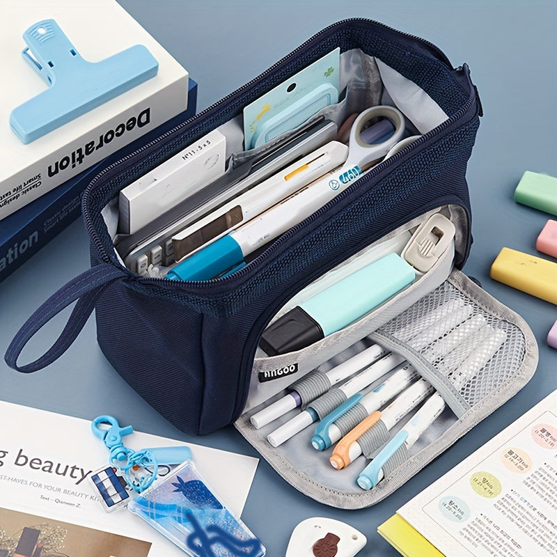 Student Portable Pencil Bag Large Capacity Triangle Shape Boat Pouch