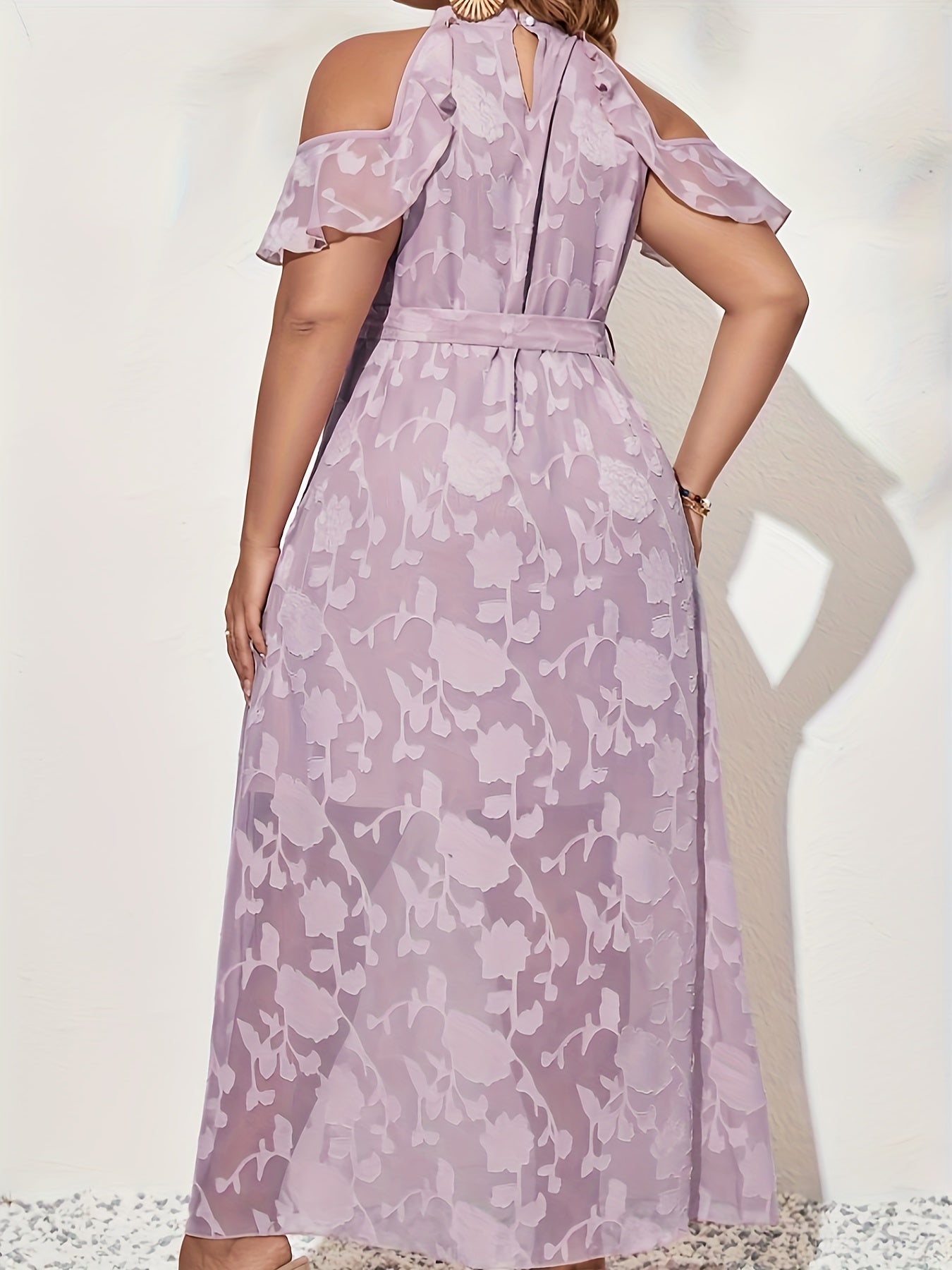  Cold Shoulder Floral Maxi Dress