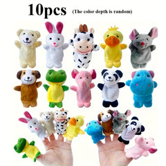 10pcs Mini Plush Animal Finger Puppets Soft Interactive Toys
