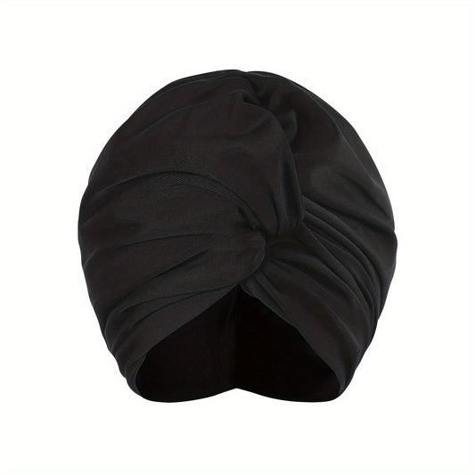 Ruched Plain Swimming Cap Ear Cover Versatile Water Sports Swim Cap
