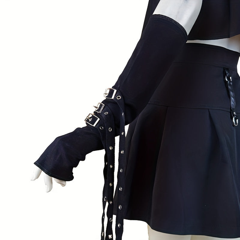 Rivet Belt Decor Punk Gloves Gothic Fingerless Gloves