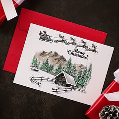 Xmas City House Background Transparent Stamp for Card Making