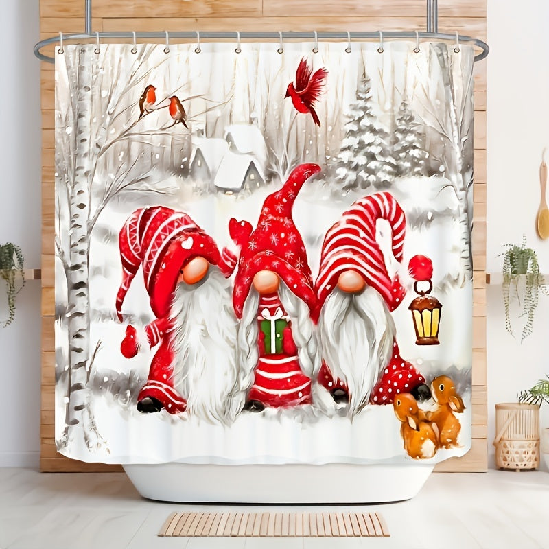 Scandinavian Dwarf Santa Shower Curtain - Waterproof
