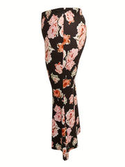  Women's Floral Print Flare Leg Trousers
