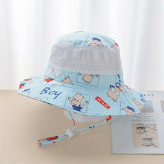 Kids Cartoon Fisherman's Hat Sunscreen Mesh Bucket Cap