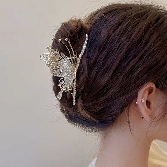 Rhinestone Butterfly Hair Claw Clips Large Non Slip Strong Metal Hair Clips
