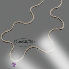 Heart Shape Pendant Necklace Sparkly Chain Sweet Neck Jewelry