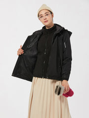 Women's 3 in 1 Hooded Jacket Set Waterproof Windproof Fleece for Outdoor