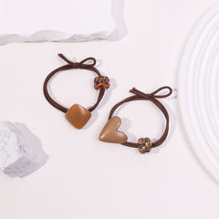 2pcs Heart Geometric Decor Hair Tie Elastic Hair Rope Glitter Rhinestone