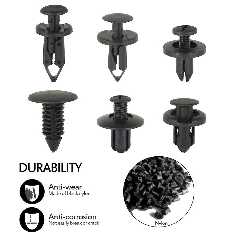 190 Pcs Car Plastic Rivet Fastener Kit for Trim Bumpers & Fenders