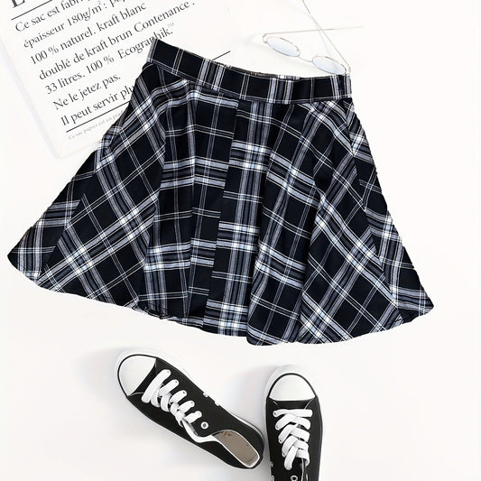 Plaid Print Mini Skirts Casual Ruched Comfy Daily Skirts